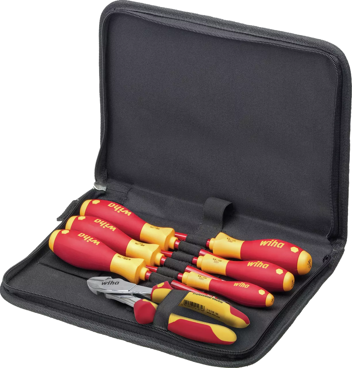 WIHA Gereedschapsset Elektricien Schroevendraaiers, Krachtzijkniptang 9300-031, 8-delig