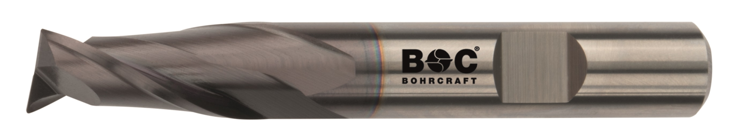 BC PP VHM Spiebaanfrees Z2, kort, Type N, AlTiN 8,0 mm WeldonDIN 6535 HB