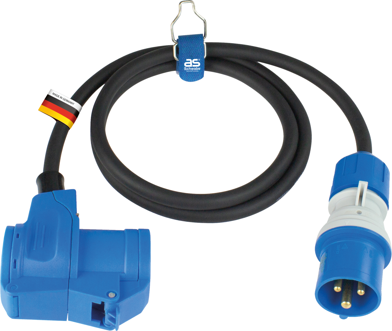 Schwabe Camping CEE Powerlight Verlengkabel Neopreen 230V/16A IP44 H07RN-F 3G2,5 zwart 1,5m haaks