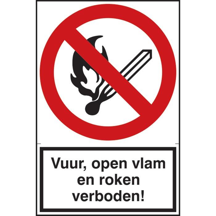 Spectrum ZK Vuur Open Vlam en Roken Verboden 200x300mm