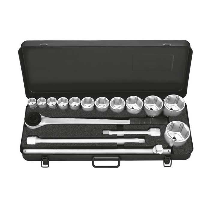 Matador 3/4" Dopsleutelset Zeskant met Doorsteekratel 22-60mm in metalen kist, 16-delig