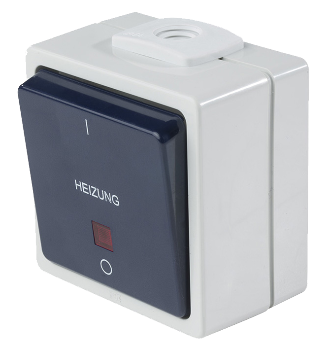 Schwabe Opbouwschakelaar 230V/10A IP54 Lichtgrijs/Staalgrijs tot 2.5mm² verwarming