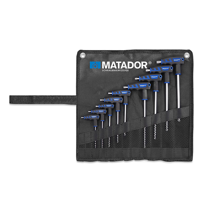 Matador T-greep TORX Sleutelset Kogelkop T10-T50 in roltas, 9-delig