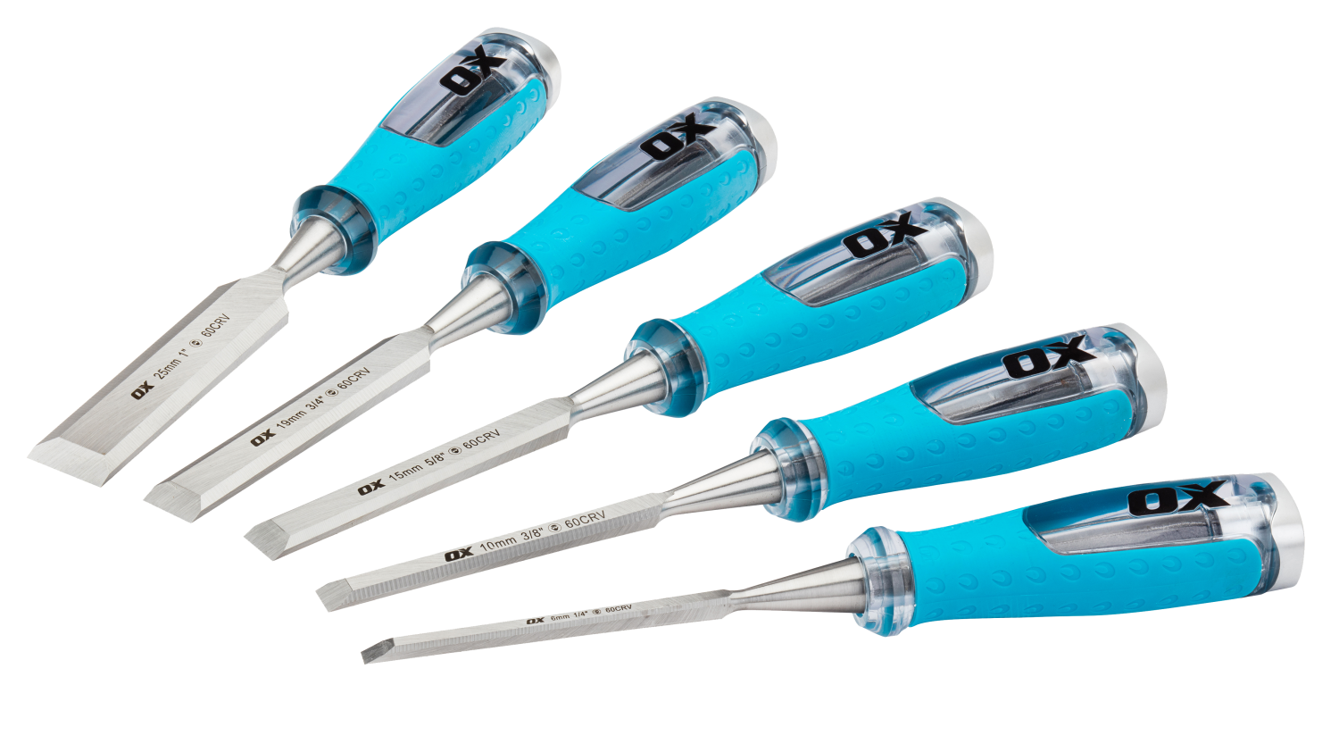 OX Pro Houtbeitelset 6-25mm in etui, 5-delig