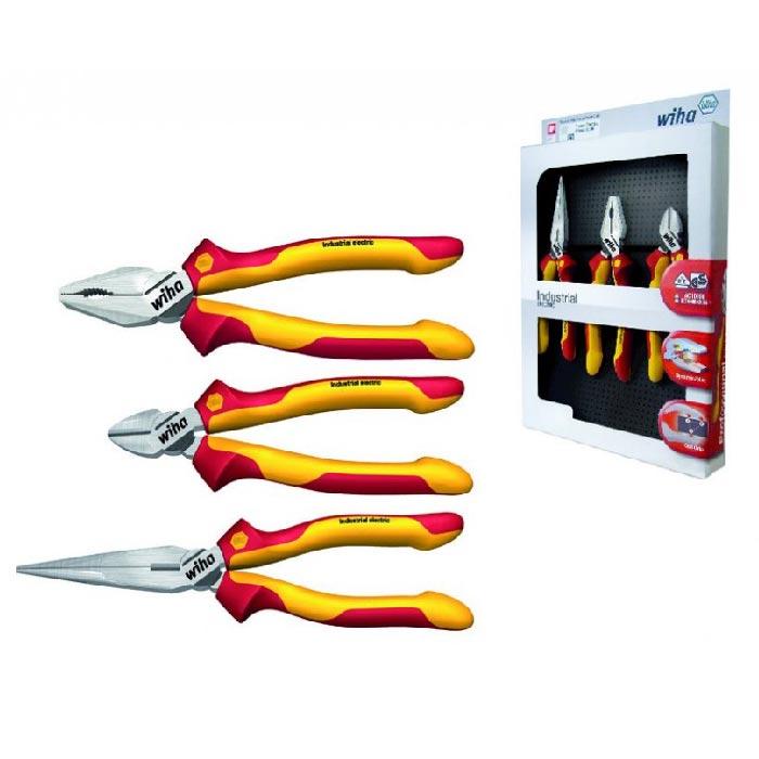 WIHA Tangenset 1000V VDE Industrial Electric Z99009: Combinatie-, Punt-, Zijkniptang, 3-delig