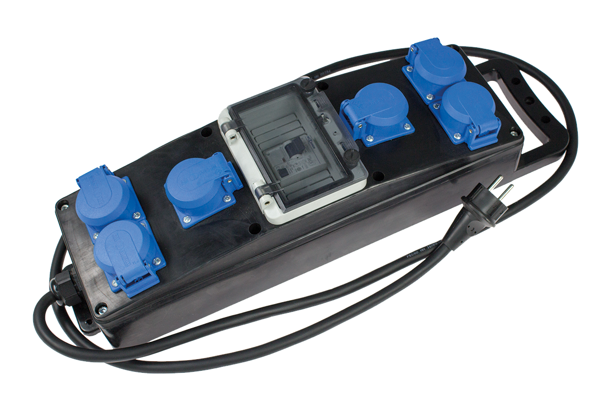 Schwabe Stroomverdeler Massief Rubber S1+ 230V/16A IP44 6-voudig H07RN-F 3G2,5 2m