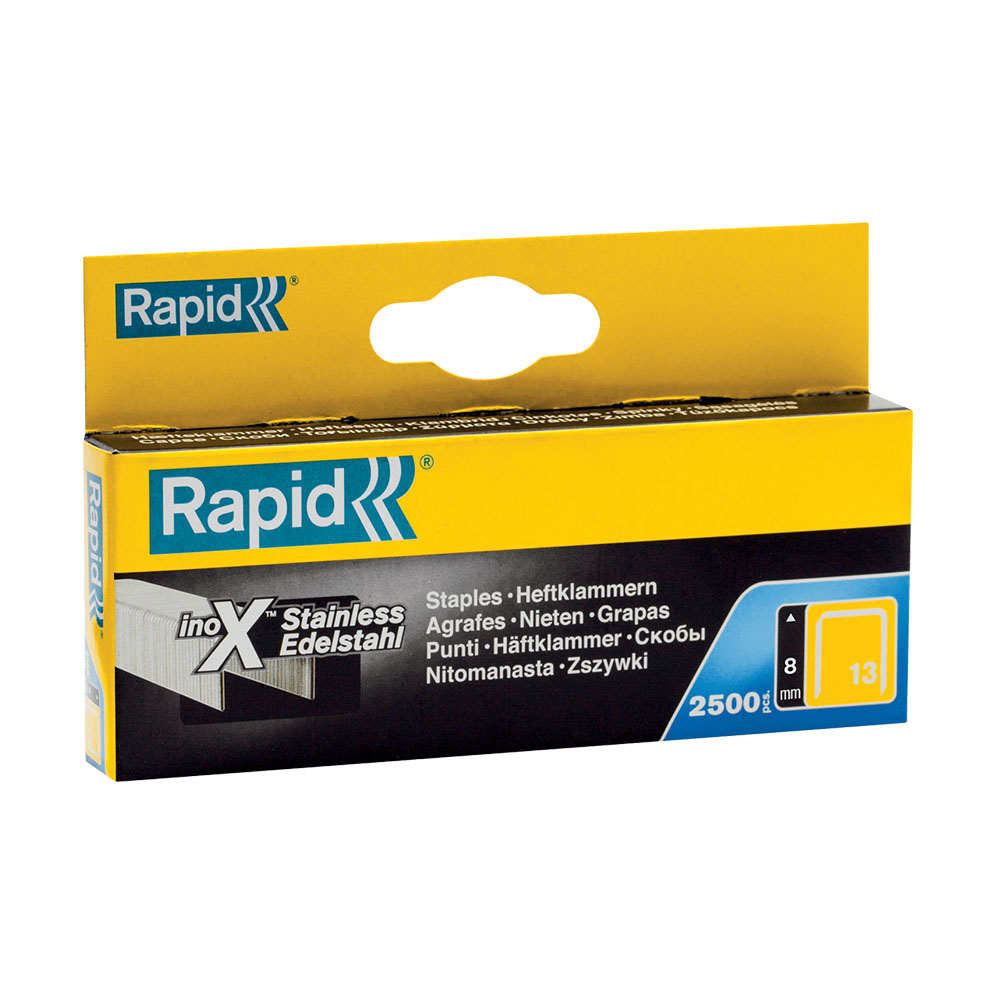 Rapid Fijndraadnieten 13/8mm RVS in blister (2500 stuks)