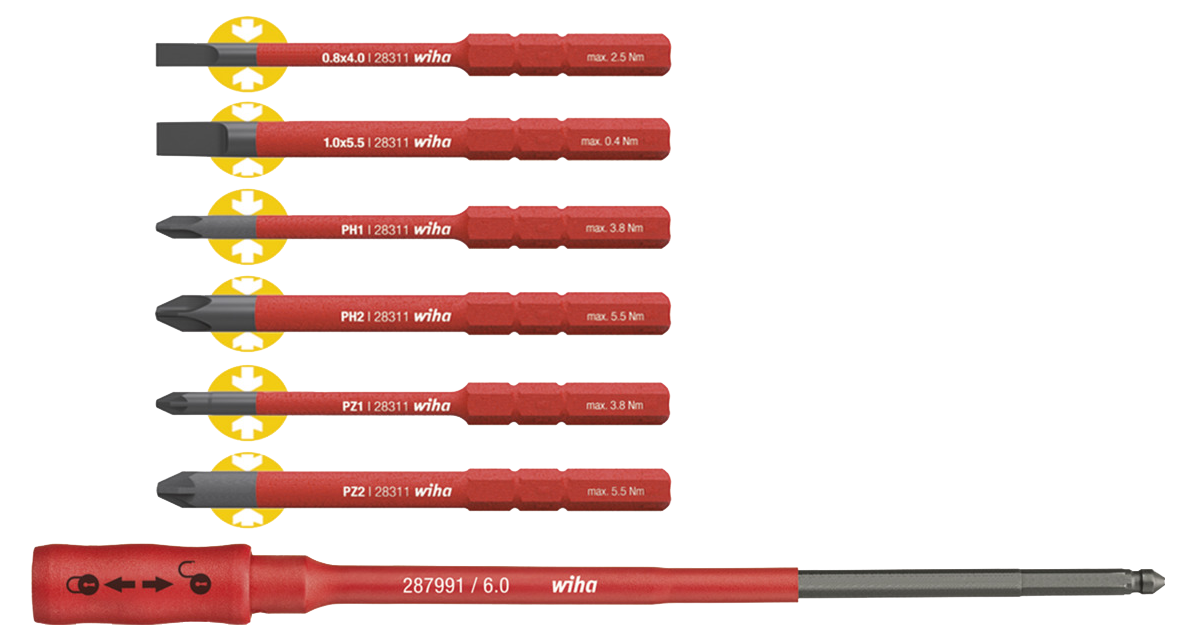 WIHA SlimBitset TorqueVario®-S Electric+ Adapter 2879 SL/PH/PZ, 7-delig
