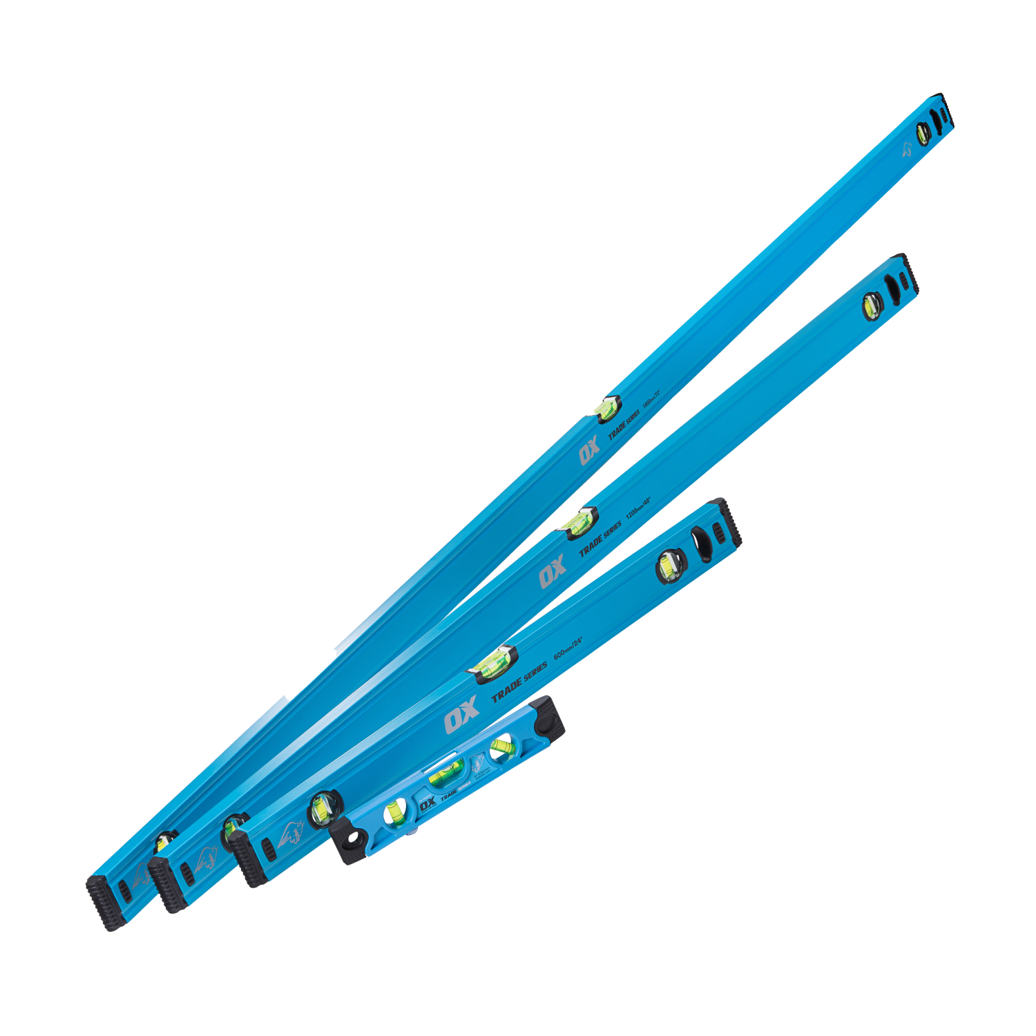 OX Trade Set Waterpassen 600,1200 en 1800mm + Torpedo 230mm  (4 stuks)