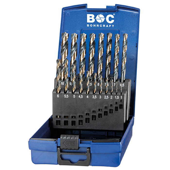 BC PP Spiraalborenset KG10 DIN 338 HSS-G Split-P Type N Ø 1,0-10,0mm, 19-delig