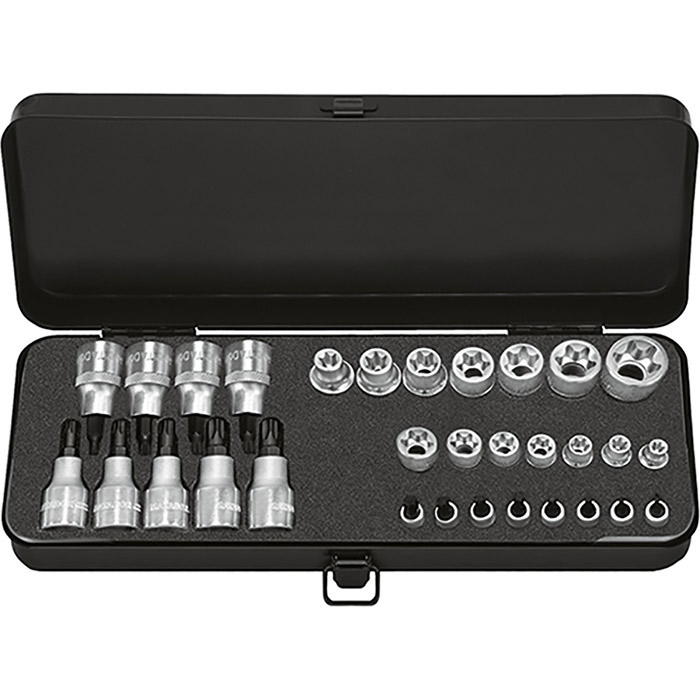 Matador 1/4" + 1/2" Dopsleutelset TORX T6-T80 in metalen kist, 31-delig