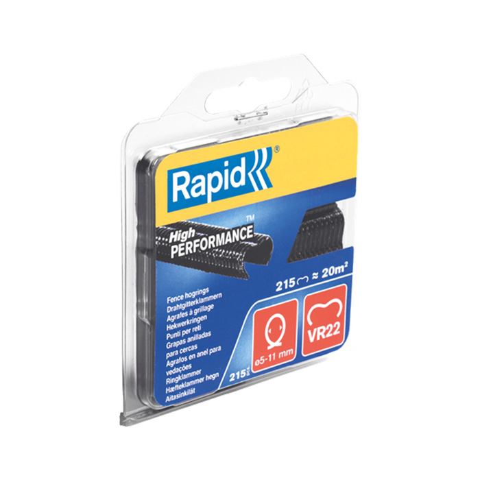 Rapid Hekwerkring VR22 Zwart gecoat in blister (215 stuks)