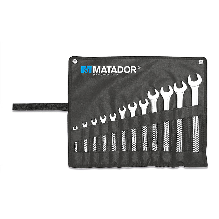 Matador Ringsteeksleutelset diep gebogen 6-22mm in roltas, 12-delig