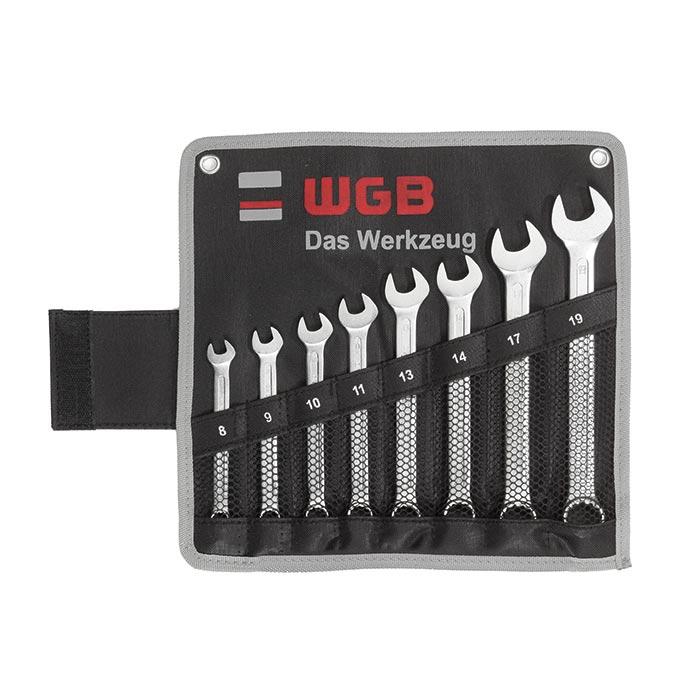 WGB Ringsteeksleutelset 15° 8-19mm in roltas, 8-delig