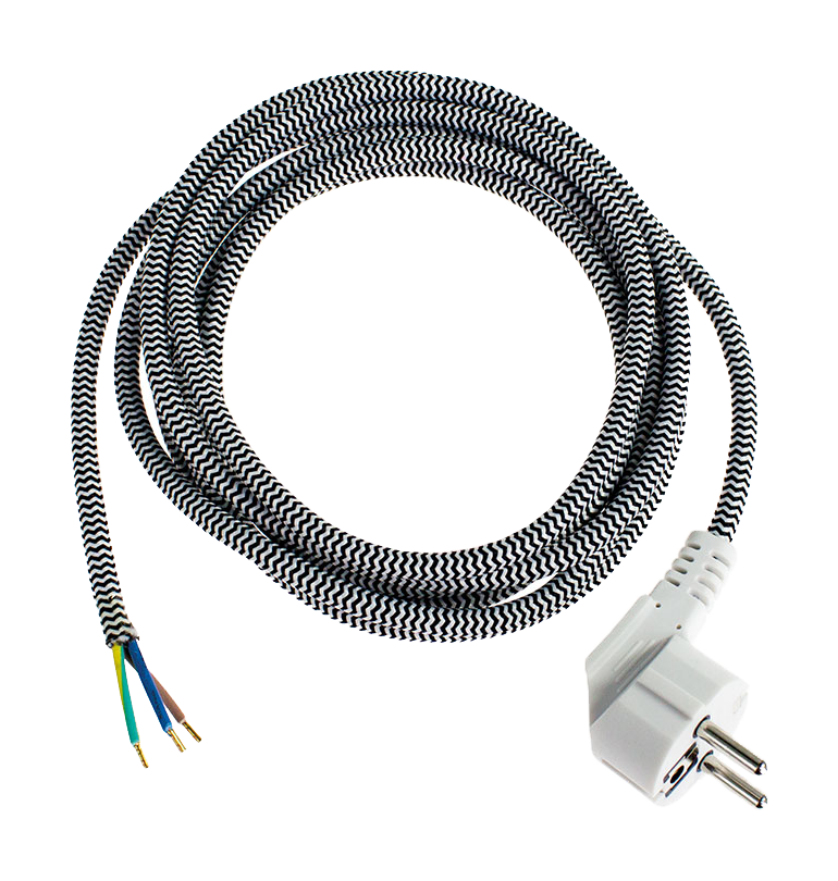 Schwabe Aansluitkabel Strijkbout Textielmantel 230V/10A IP20 H03RT-F 3G1.0 3m