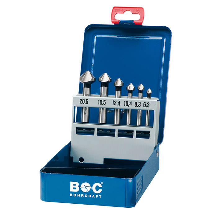 BC Verzinkborenset KS6 HSS-G DIN 335C 6,3-8,3-10,4-12,4-16,5-20,5mm, 6-delig in metalen box