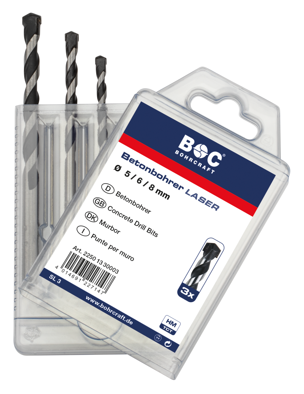 BC Betonborenset HM Laser SL3 Ø 5-6-8mm, 3-delig