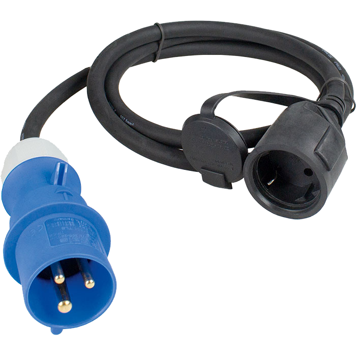 Schwabe Camping CEE Adapterkabel met geaarde Contrastekker 230V/16A IP44 H07RN-F 3G2,5 0,5m