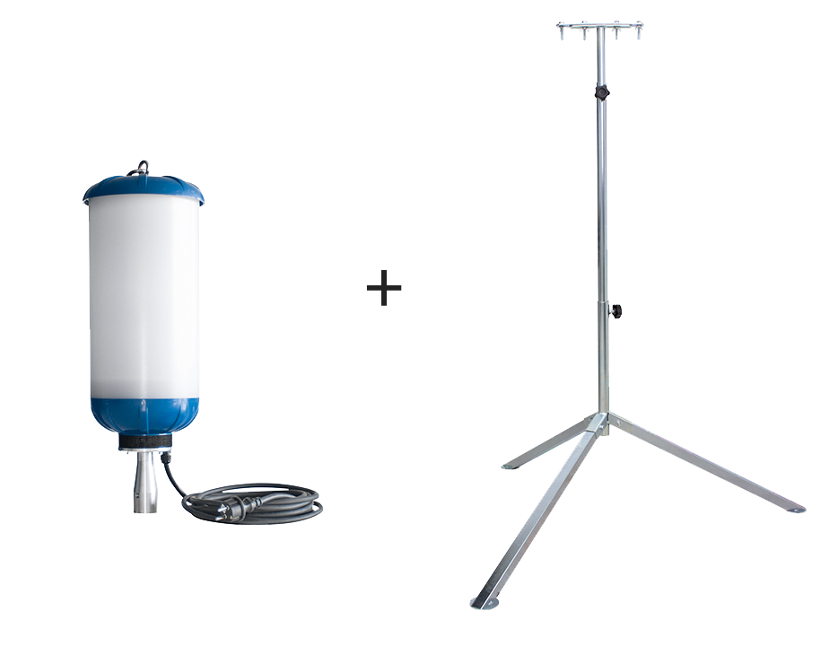 Schwabe EnergyTube XL LED Bouwlamp IP44 200W op XL Statief met Kabel H07RN-F 3x1.5 7m