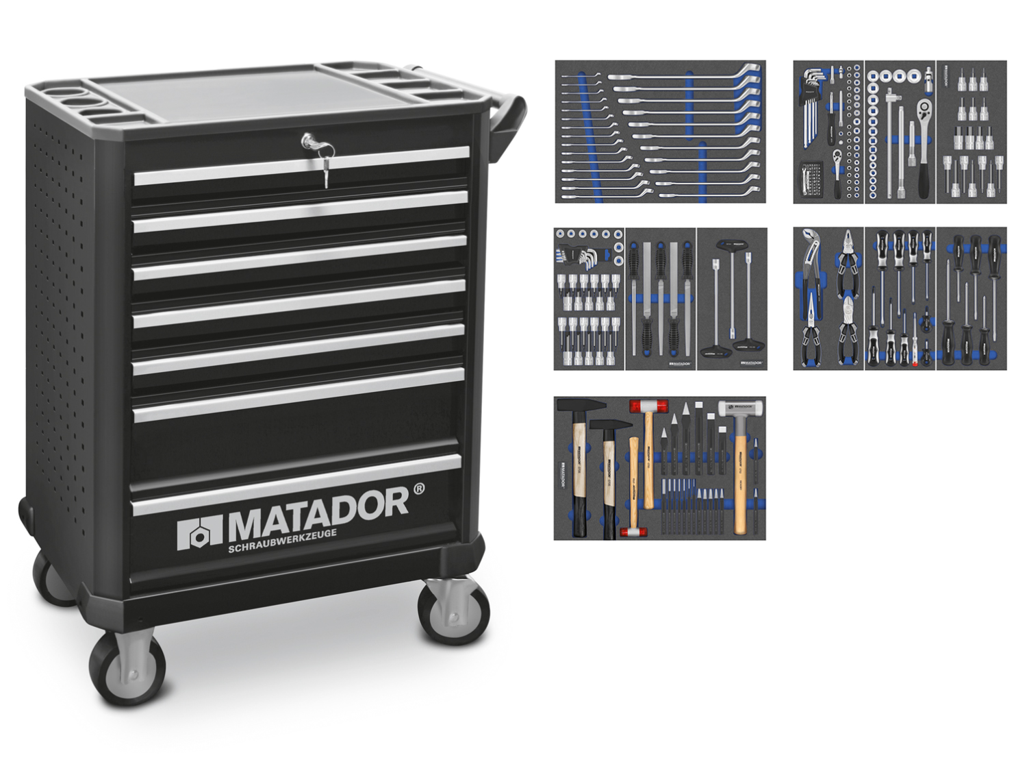 Matador Ratio Werkplaatswagen Industrial 7 laden, 242-delig