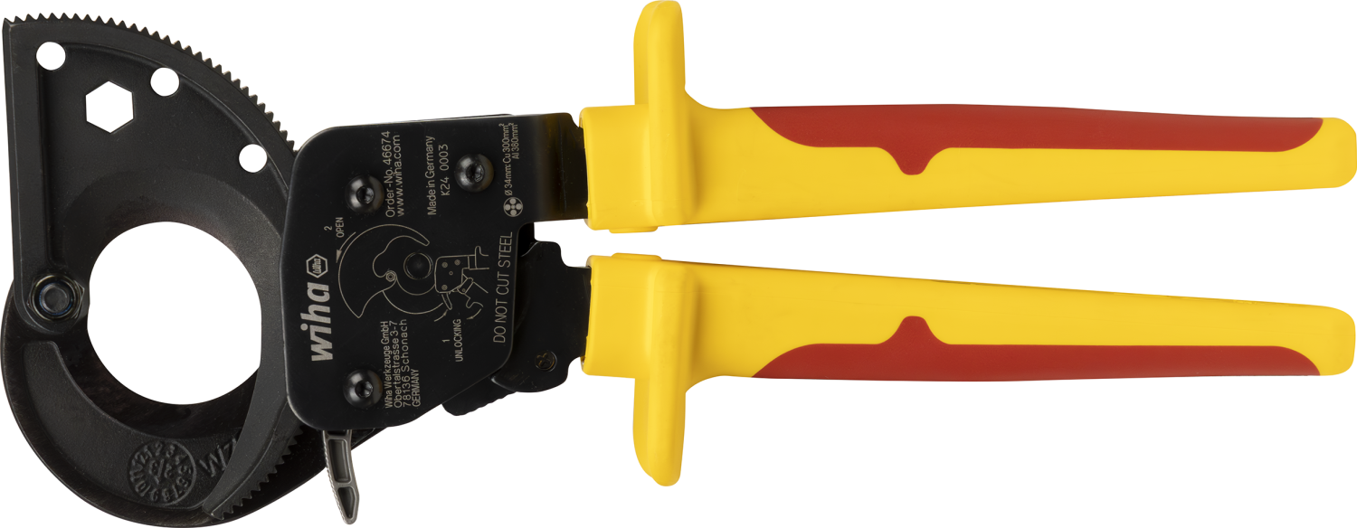 WIHA Ratelkabelschaar 1000V Z53006 Ø34mm 300mm² 275mm