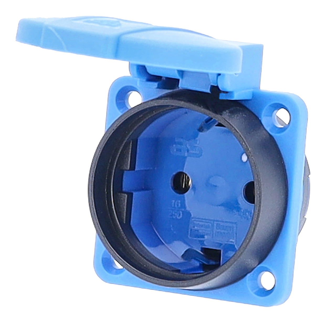 Schwabe Geaarde Contactdoos blauw met deksel tbv kabelhaspel