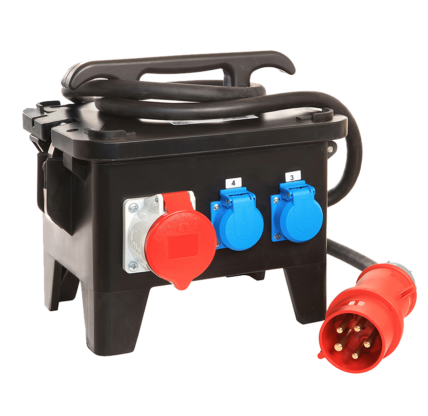 Schwabe CEE Mobiele Stroomverdeler M4 400V/32A IP44 5-polig met kabel H07RN-F 5G6 2m