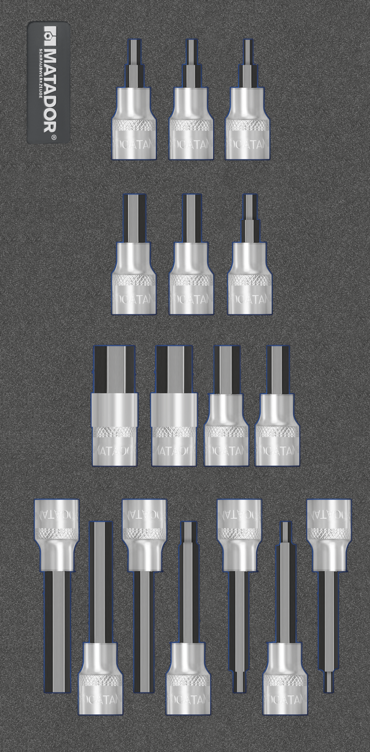 Matador MTS 1/3 Module 1/2" Schroevendraaierdopsleutelset Inbus 4-19mm, 17-delig