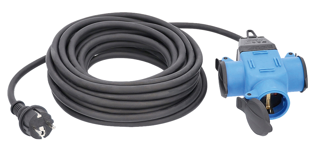 Schwabe Verlengkabel H07RN-F 3G1,5 10m met Verdeeldoos 230V/16A IP44 3-voudig