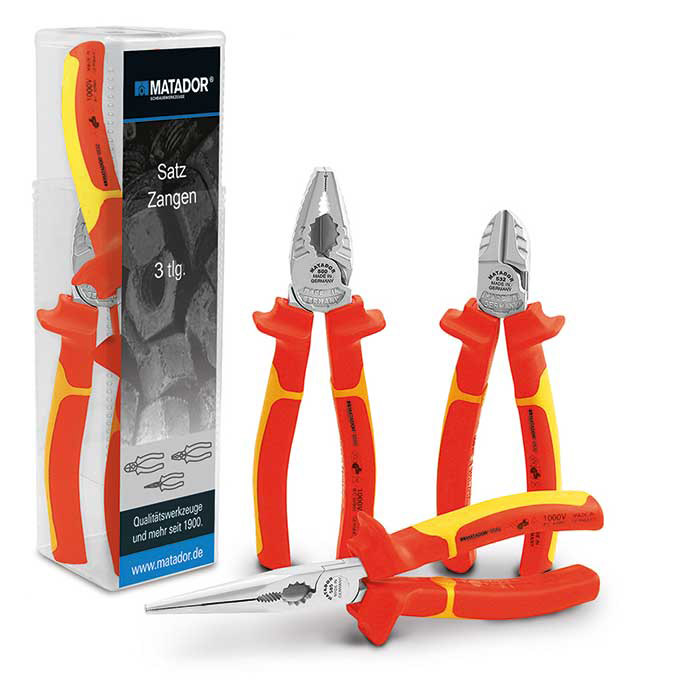 Matador Tangenset 1000V VDE Combinatie, Knip, Telefoontang Recht, 3-delig