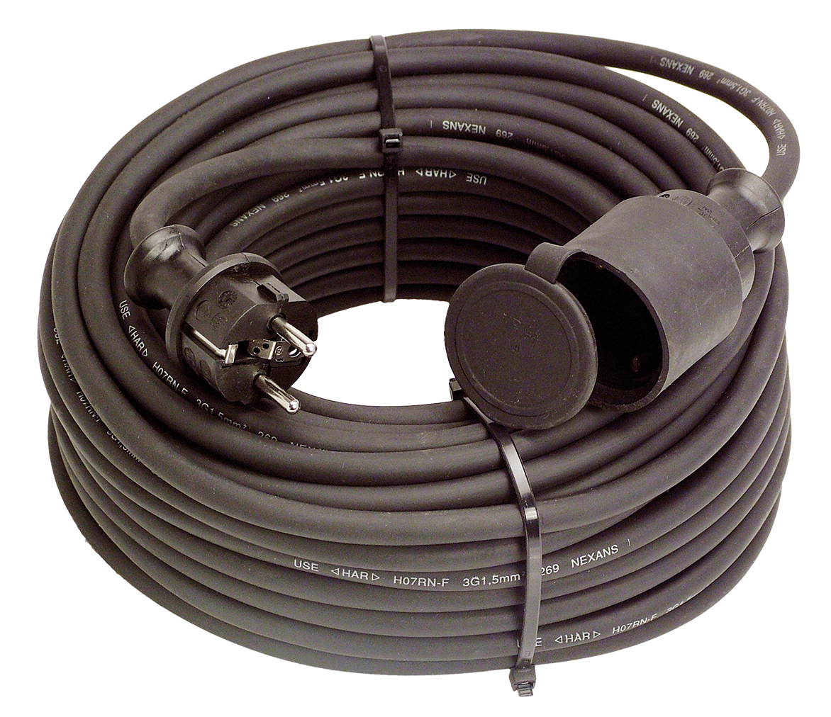 Schwabe Verlengkabel Neopreen 230V/16A IP44 H07RN-F 3G1,5 zwart 10m